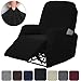 RHF 4 Separate Piece Stretch Recliner Slipcovers, Recliner Chair Cover, Recliner Cover Furniture Protector Elastic Bottom, Recliner Slipcover with Side Pocket (Black-Recliner)