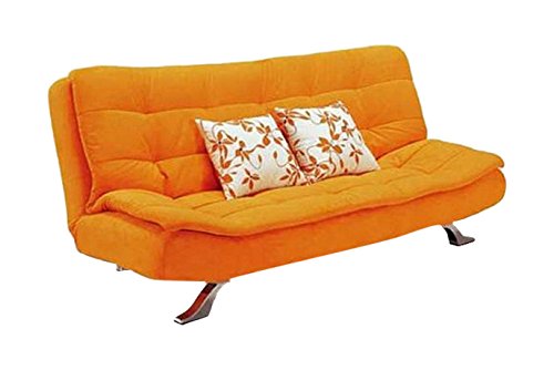 FabHomeDecor Supersoft Three Seater Sofa cum Bed (Orange)