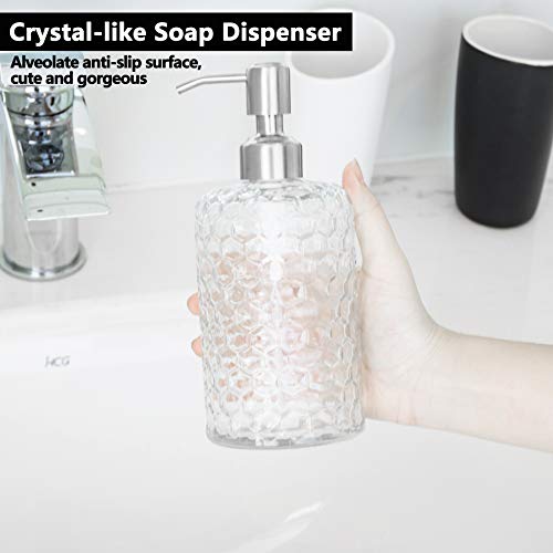 EasyTang 16 Oz Clear Glass Soap Dispenser Refillable Wash Hand