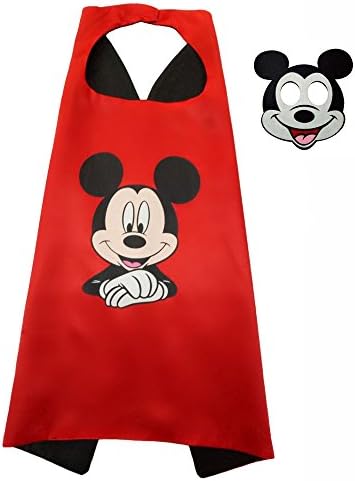 FASHION ALICE Girls Superman CAPE &amp; MASK SET,Halloween Costume Cloak for Child (Mickey,Red and Black)
