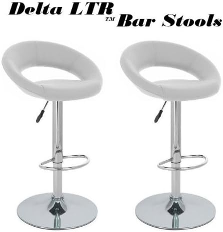Delta LTR Synthetic Leather Adjustable Bar Stools - White (Set of 2)