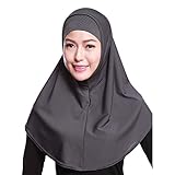 Cocohot Muslim Headscarf Solid Cylinder Cap Scarf Comfortable and Breathable Long Hijab Turban (28CM24CM, Grey)