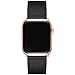 LOVLEOP Bands Compatible with Apple Watch Band 38mm 40mm 44mm 42mm, Top Grain Leather Strap for iWatch Series 5 Series 4 Series 3 Series 2 Series 1 (Black+Rose Gold Connector, 38mm 40mm)