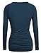 Ninedaily Women Shirts V Neck Ruched Side Raglan Long Sleeve Tunic Tops