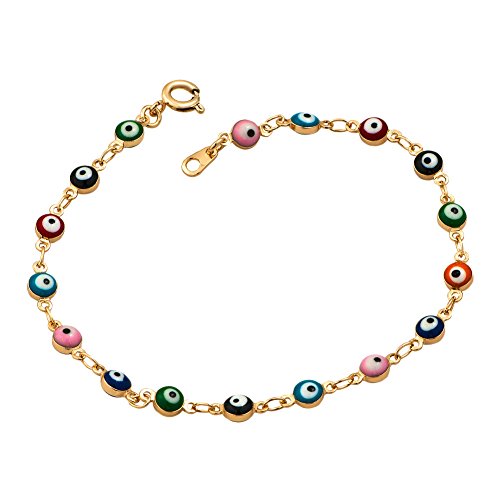 LovelyJewelry Colorful Mini Evil Eye Style 7.5 Inch Clasp Bracelet