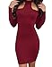Allegrace Womens Long Sleeves Sexy Off Shoulder Bodycon Party Bandage Club Dresses Wine Red S