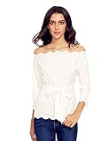 SheIn Women's Off Shoulder Scallop Trim Blouse Top