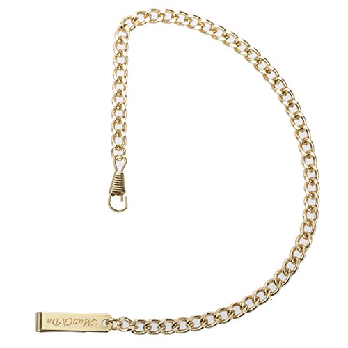 ManChDa Antique Stainless Steel Chain for Pocket Watch Gold-Plated 14Inch