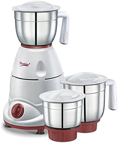 Prestige 500 Watts Tulip Classic Mixer Grinder with 3 Stainless Steel Jars White & Maroon