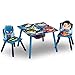 Delta Children Kids Table and Chair Set With Storage (2 Chairs Included) - Ideal for Arts & Crafts, Snack Time, Homeschooling, Homework & More, DC Super Friends - Batman, Superman, The Flash