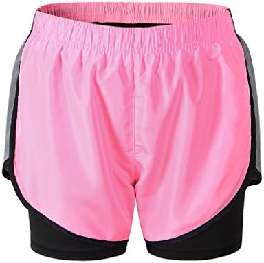 Deargles Woman High Waist Running Yoga Sport Shorts Training Shorts with Lining,2 in 1 Running Shorts