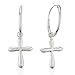Children's 925 Sterling Silver Symbolic Christian Dangle Cross Charm Hoop Ear Huggie Small Earrings