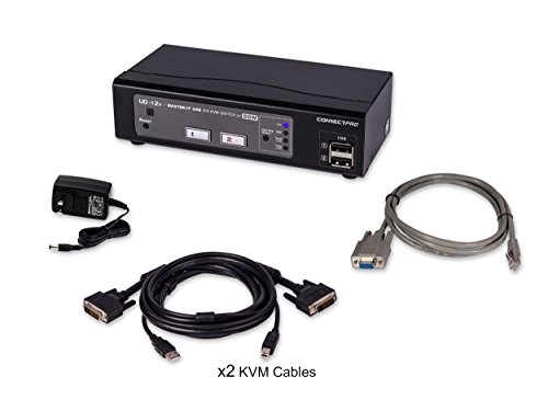 ConnectPRO UD-12+KIT, 2-port USB DVI KVM switch w/ DDM & multi-hotkey