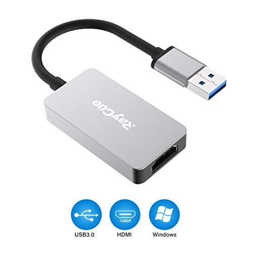 USB to HDMI Adapter, USB 3.0 to HDMI 1080P Video Graphics Cable Converter with Audio Output for Multiple Monitors, Compatible with Windows XP/7/8/8.1/10 [ NO MAC & Vista ]