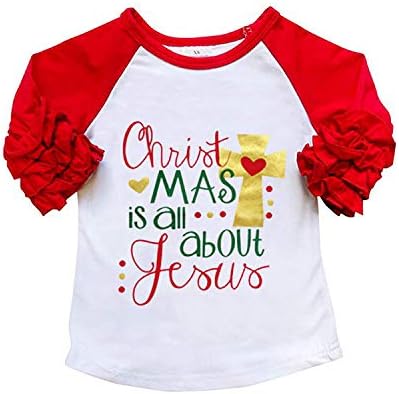 MAMOWEAR Baby Kids Girls Christmas Blouse Ruffles Long Sleeve T-Shirt Tops Clothes