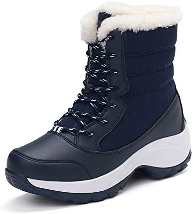 TRUPO Women Winter Warm Outdoor Waterproof Lace Up Snow Boots Blue 40