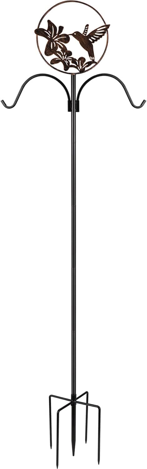 Outdoor Shepherd's Hooks - Shepherds Hook 72 inch 3/4 inch 5 Prongs Metal Base Strong Rust Resistant Adjustable use at Weddings outdoor bracket Hangers Lanterns Planting stand Solar Lights, hummingbird Feeder pole (hummingbird)