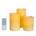 LampLust 3 Beeswax Flameless Pillar Candles with Warm White LEDs, Batteries & Remote Included