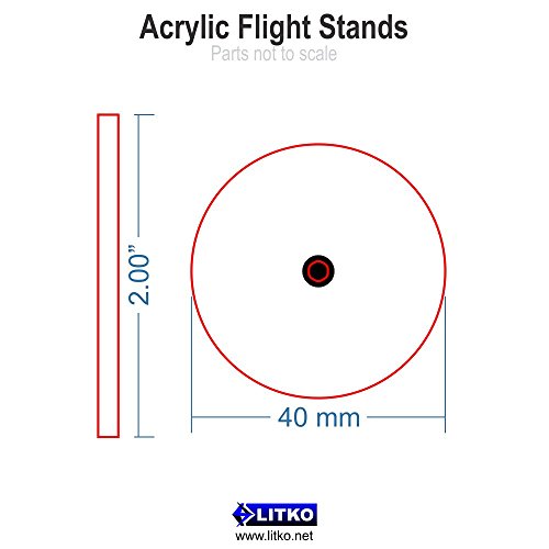 Acrylic Flight Stands, 40mm Circle, 3mm Clear, 2 inch Peg (10)