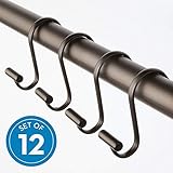 iDesign Metal T-Bar Shower Curtain Hooks Rust Resistant Rings for Kid's Bathroom, Guest Bathroom, Master Bathroom, 1" x 1.75" x 2.75", Set of 12, Bronze