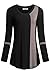 Helloacc Womans Long Sleeves Round Neck Color Block Loose Fit Dressy Tops,Black Taupe,X-Large