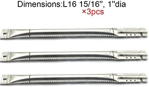 Hotsizz 15641 3-pack Replacement Stainless Steel Pipe Burner for Char Broil, Charmglow, Costco Kirkland, Grand Isle, Jenn Air, Kenmore Sears, K Ma