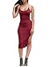 Ninimour Women's Solid Sleeveless Spaghetti Strap Side Slit Bodycon Dress Red