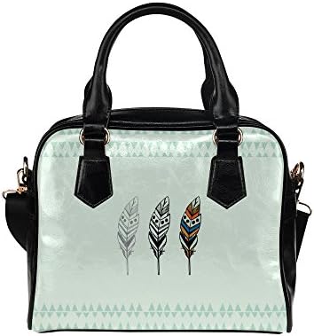 meincare Women's Feather Wallpaper PU leather Aslant Shoulder Tote Handbags