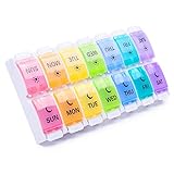 BUG HULL Large Pill Organizer 2 Times a Day Detachable, Twice a Day Weekly Pill Box, 7 Day AM PM Pill Case, Supplement Organizer for Vitamins Fish Oils