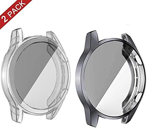 Case Compatible with Huawei Watch GT2 46MM, Soft TPU Plated Case Cover All-Around Protective Bumper Shell Protector for Huawei Watch GT2 46MM Smartwatch Bands Accessories (Clear+Gray)