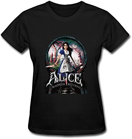 Women's Alice Madness Returns Game Costume Screw Neck Tee Size L Black