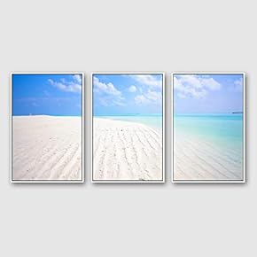 Framed Canvas Wall Art for Living Room, Bedroom Ocean Sea Beach Canvas Prints for Modern Home Decoration Ready to Hang - 16"x24"x3 Panels