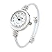 White Silver Cable Wire Band Women's Bangle Cuff Watch