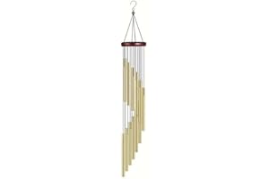 Golden Outdoor Wind Chimes, 12 Aluminum Tubes & Hook, Decor for Home, Patio, Garden