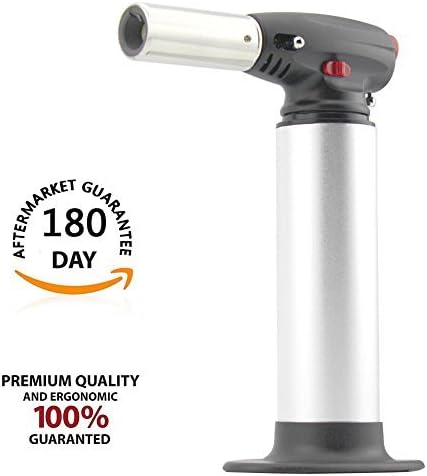 Culinary Torch Cooking Torch Chef Torch Creme Brulee Torch Blow Butane Kitchen Torch Food Torch Lighter Refillable Professional Flame Adjustable Safety Torch For Baking Desserts Brazing Camping