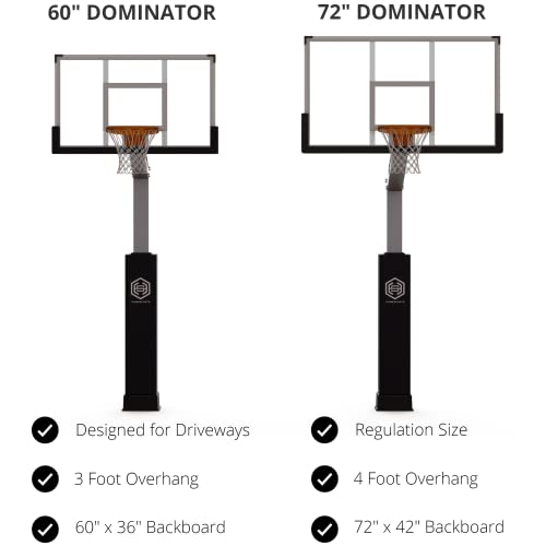 Dominator Premium Inground Adjustable Basketball Hoop 72" Backboard w