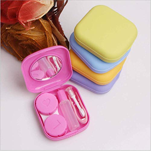 sansheng 5 Sets of Mini Travel Contact Lens Box Sets, Support Lens Box, Contact Lens Fixed Lens Box, Blue, Purple, Green, Rose red, Yellow