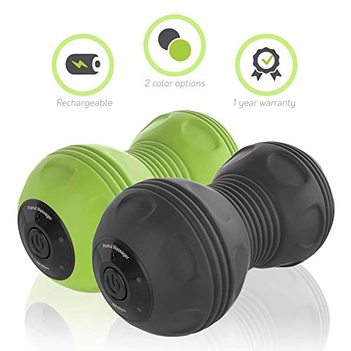 Sedona 4-Speed Vibrating Massage Ball - Electric Rechargeable Portable Peanut Dual Foam Roller for Deep Tissue Recovery Pain Soreness Myofascial Acumobility for Hips Feet Arms Back Neck Waist - Black