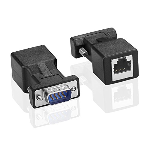 SIENOC 1 Pair DB9 RS232 9Pin to RJ45 Female Connector Extender Card (DB9 RS232 RJ45 extender)
