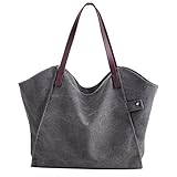 Sanxiner Women's Casual Canvas Tote Bags Shoulder Handbag Travel Bag (Gray)