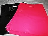 100 12x15 Glossy Pink and Black Plastic Merchandise Bags w/Handles