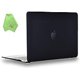 UESWILL Compatible with MacBook (Retina, 12-inch, 2015/2016/2017) Model: A1534, Smooth Soft Touch Matte Hard Shell Case Cover + Microfibre Cleaning Cloth, Black
