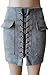 PROGRACE Hipsters Slim Fit Lace Up Slit Bodycon Above Knee Mini Skirt Grey S