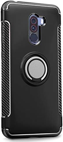 Xiaomi Pocophone F1 Case, EVERGREENBUYING Hybrid Dual Layer 2 in 1 with 360 Degree Rotating Ring Grip Holder Kickstand Shockproof Protective Case for Xiaomi Pocophone F1 / Poco F1 6.18" - Black