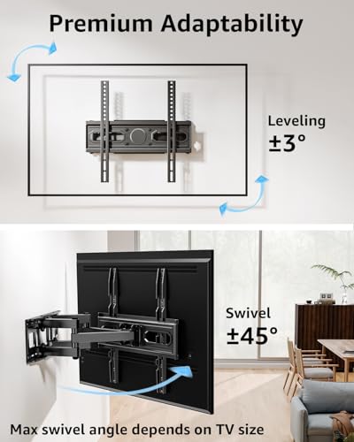MOUNTUP TV Wall Mount for 32-65 Inch Flat Curved LED LCD Screen TVs Full Motion TV Mount, Tilt Swivel Extension Wall Mount TV Bracket with Dual Articulating Arms, Max VESA 400x400mm, Holds up to 99lbs