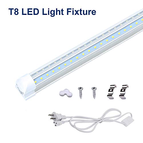 T8 1 Foot LED Light Fixture for Under Cabinet, 6W, 6000K, Cold White, Led V Shape Integrated Tube Lights, Read, Closets, Hallways, Stairways, Clear Lens, 1 Pack
