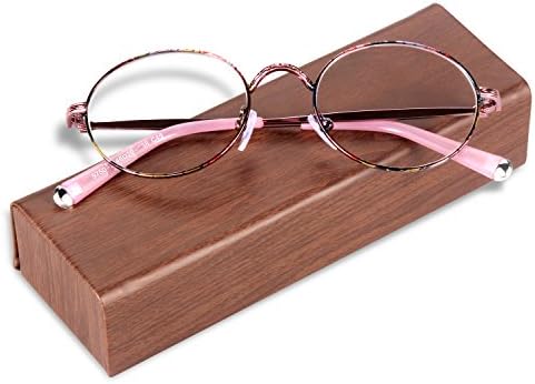 SUASI Eyewear Womens Mens Oval Metal Retro Frame Clear Lens Eyeglasses 9750 (pink, clear lens)