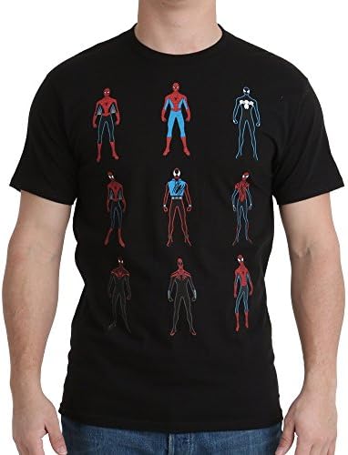 Men's Evolution of Spider-Man T-Shirt - Spiderman through the years (Large, Evolution of Spiderman T-Shirt in Black)