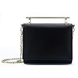 DANTTAN Women Crossbody Wallet Trifold Soft Calfskin Genuine Leather Handbag Black
