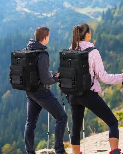 Anhow Thermal Backpack Fridge 30L, Insulated Lunch Bag Fridge Bag, Black | Waterproof isotherm and keep food hot or cold for beach, camping, picnics, barbecues, events